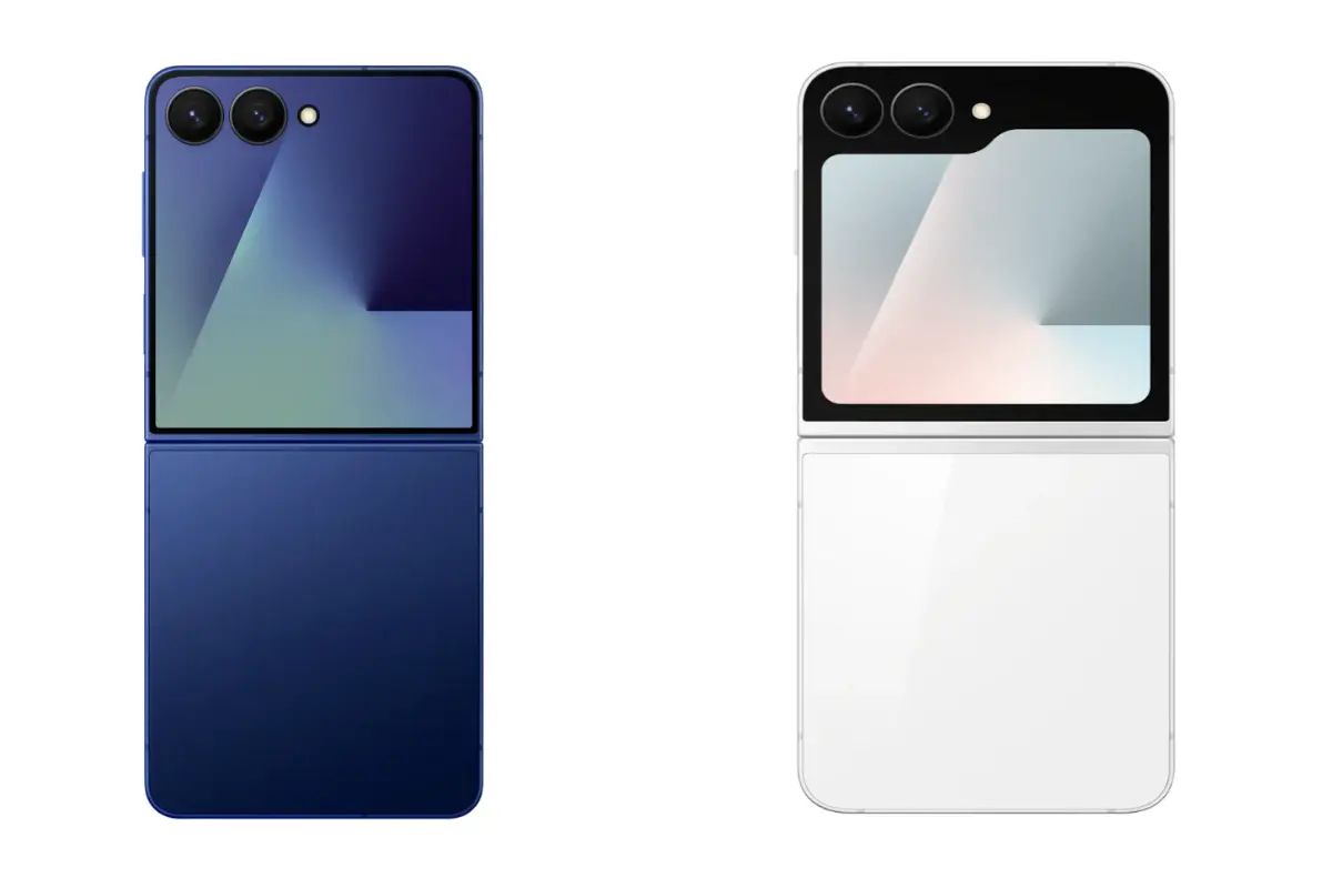 삼성 갤럭시 Z 플립 7 일반 모델과 Z 플립 7 FE 모델의 디자인 및 스펙 차이를 보여주는 비교 이미지
